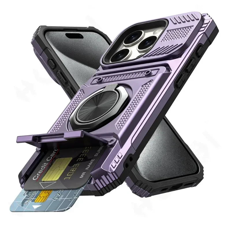 Heavy Duty Drop Protection Wallet Cover Case For iPhone