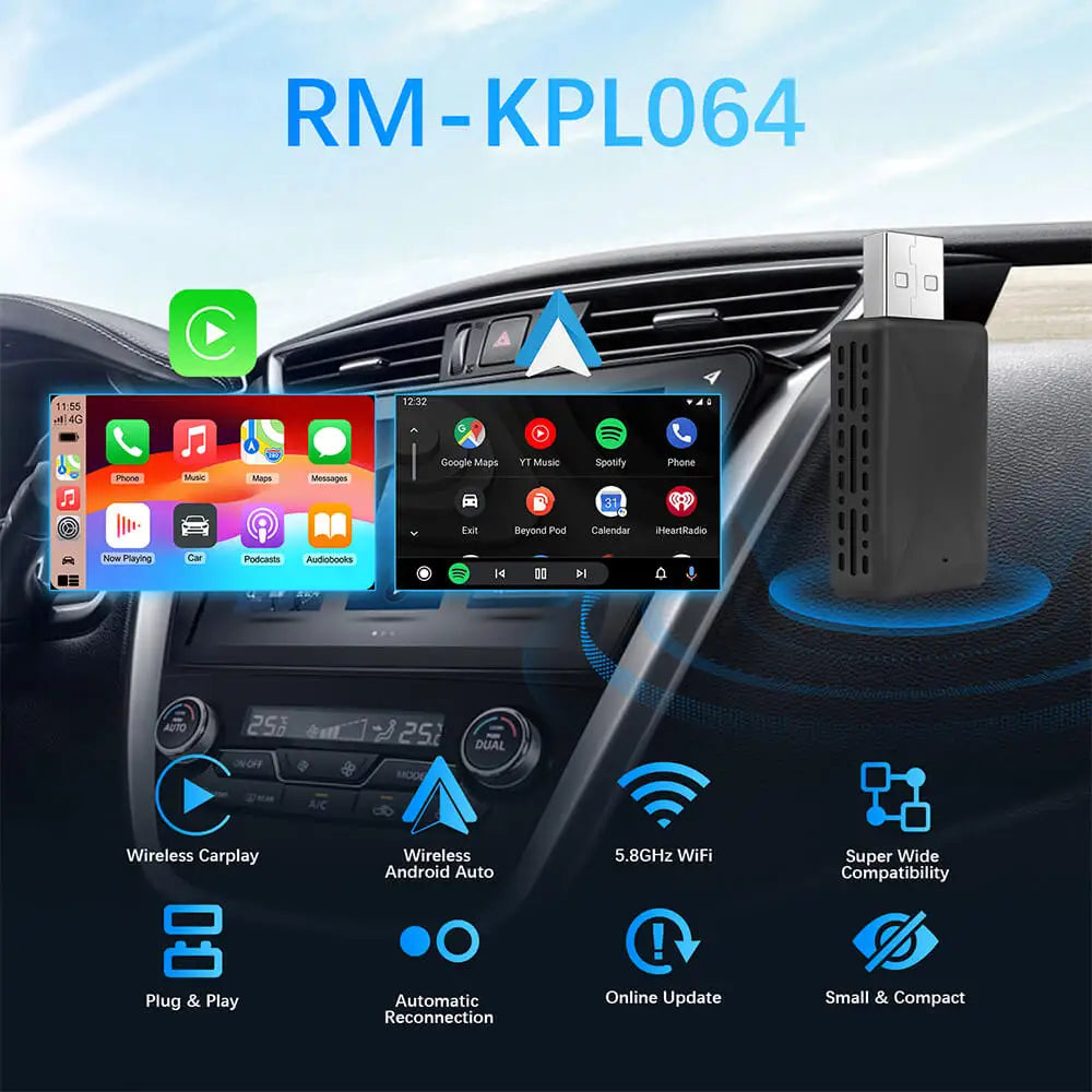 Wireless CarPlay AI Mini Android Auto Box Plug&Play