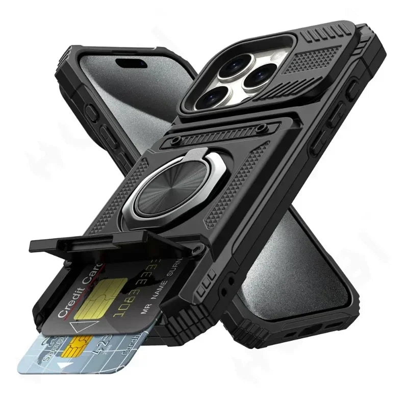 Heavy Duty Drop Protection Wallet Cover Case For iPhone