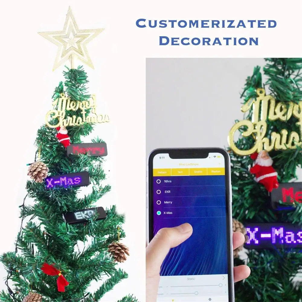 Bluetooth Digital LED Badge DIY Programmable Scrolling Rechargeable