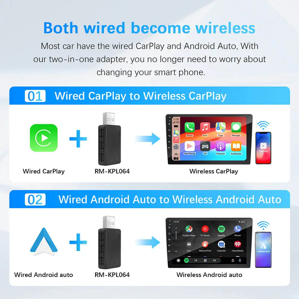 Wireless CarPlay AI Mini Android Auto Box Plug&Play
