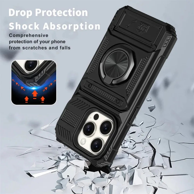 Heavy Duty Drop Protection Wallet Cover Case For iPhone