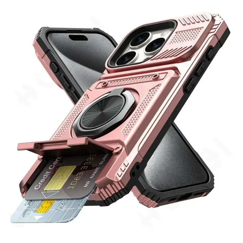 Heavy Duty Drop Protection Wallet Cover Case For iPhone