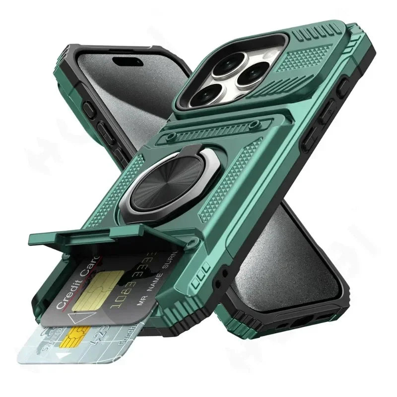 Heavy Duty Drop Protection Wallet Cover Case For iPhone