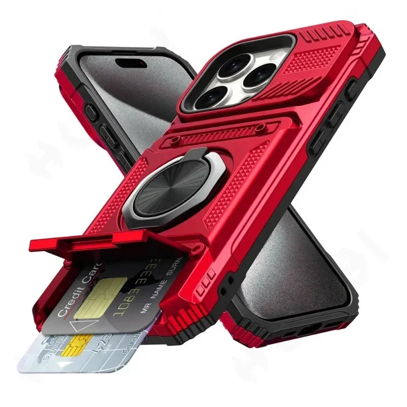 Heavy Duty Drop Protection Wallet Cover Case For iPhone