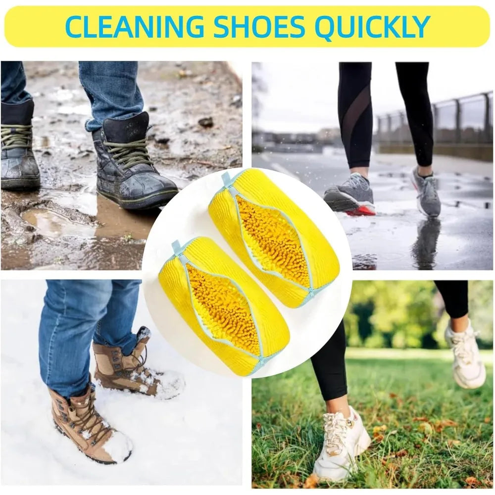 Durable Shoe Washing Machine Bag for All Shoe Types-Yellow with Blue Zipper