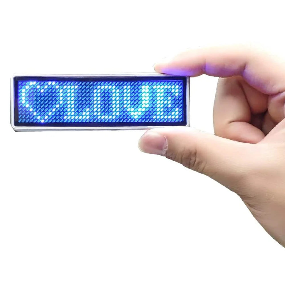 Bluetooth Digital LED Badge DIY Programmable Scrolling Rechargeable