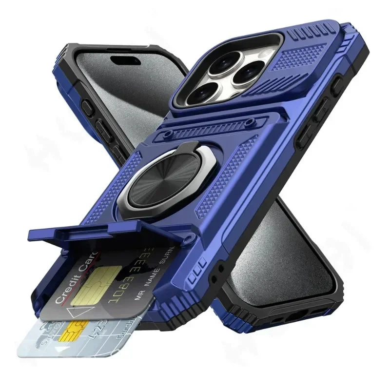 Heavy Duty Drop Protection Wallet Cover Case For iPhone