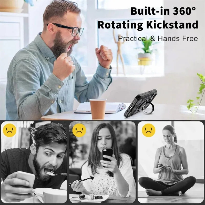 Heavy Duty Drop Protection Wallet Cover Case For iPhone