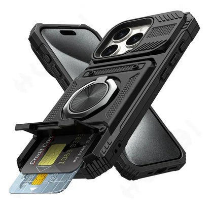 Heavy Duty Drop Protection Wallet Cover Case For iPhone