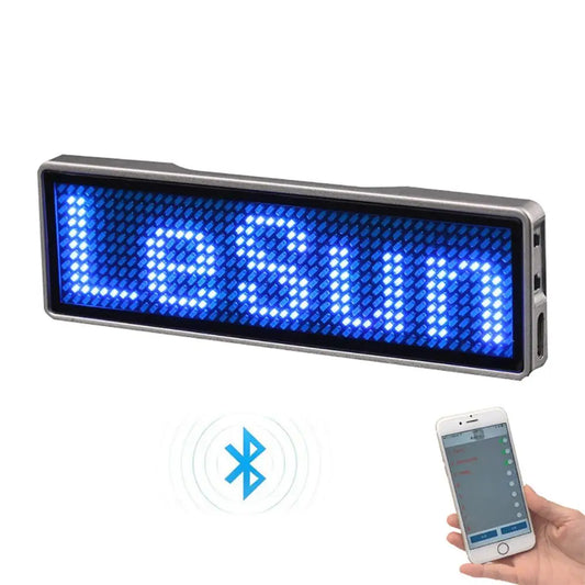 Bluetooth Digital LED Badge DIY Programmable Scrolling Rechargeable