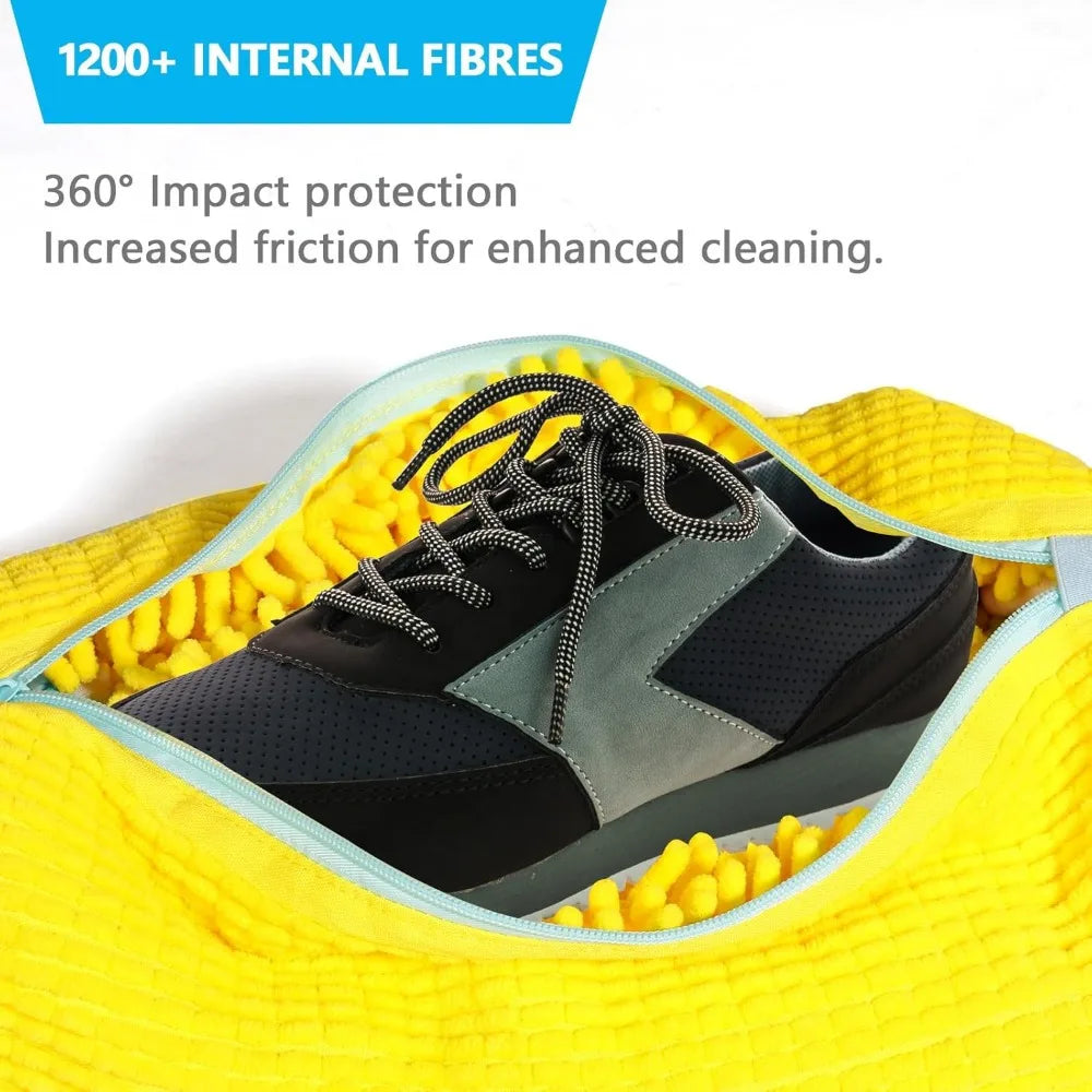 Durable Shoe Washing Machine Bag for All Shoe Types-Yellow with Blue Zipper