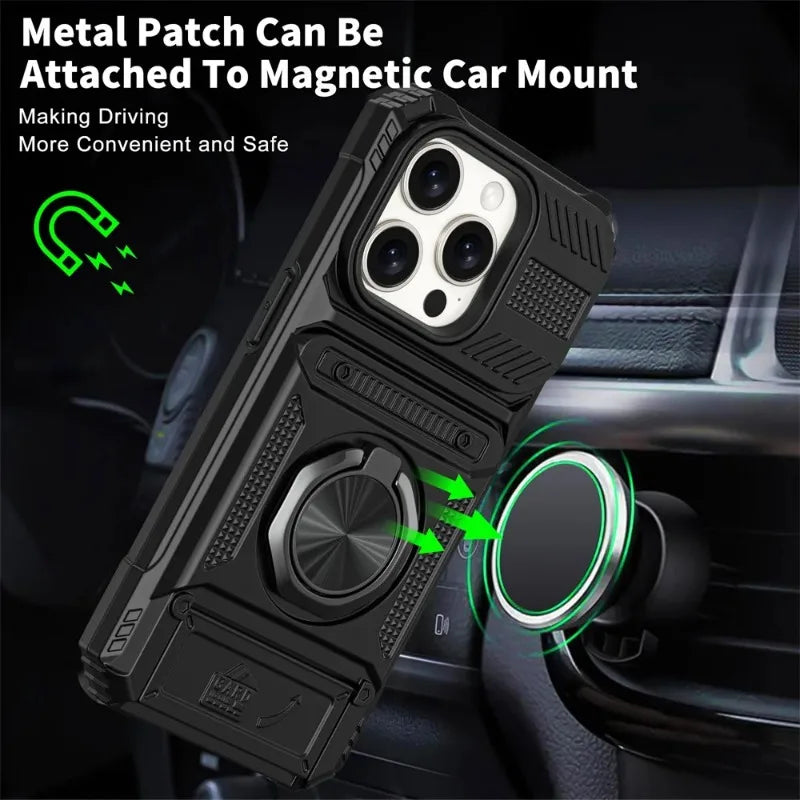 Heavy Duty Drop Protection Wallet Cover Case For iPhone