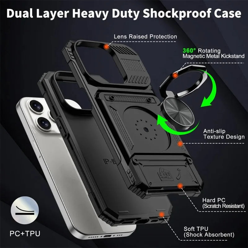 Heavy Duty Drop Protection Wallet Cover Case For iPhone