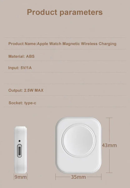 Portable Magnetic Watch Wireless Fast Charger for iWatch series 10 9 8 7 6 5 SE