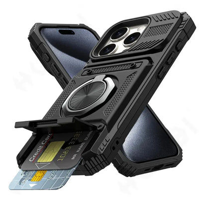 Heavy Duty Drop Protection Wallet Cover Case For iPhone